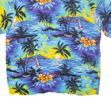 ALOHA HUT Mens Hawaiian Shirt Blue Crazy Pattern 2XL