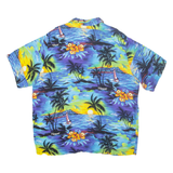 ALOHA HUT Mens Hawaiian Shirt Blue Crazy Pattern 2XL