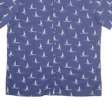 ISLAND SHORES Mens Hawaiian Shirt Blue Crazy Pattern L