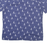 ISLAND SHORES Mens Hawaiian Shirt Blue Crazy Pattern L