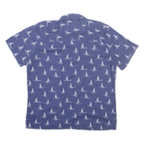 ISLAND SHORES Mens Hawaiian Shirt Blue Crazy Pattern L