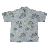 NEWPORT BLUE Mens Hawaiian Shirt Grey Crazy Pattern L