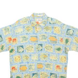 CAMPIA Mens Hawaiian Shirt Blue Crazy Pattern L