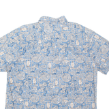 COLUMBIA Mens Hawaiian Shirt Blue Crazy Pattern XL