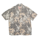 CARIBBEAN JOE Mens Hawaiian Shirt Grey Floral M