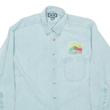 THREE RIVERS Mens Denim Shirt Blue Long Sleeve M