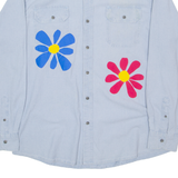 WRANGLER Mens Denim Shirt Blue Floral Long Sleeve L