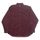 EDDIE BAUER Mens Corduroy Shirt Red Check Long Sleeve XL