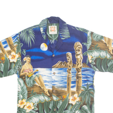 HAWAIIAN JOB Mens Hawaiian Shirt Blue Crazy Pattern S