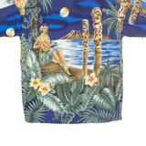 HAWAIIAN JOB Mens Hawaiian Shirt Blue Crazy Pattern S