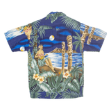 HAWAIIAN JOB Mens Hawaiian Shirt Blue Crazy Pattern S