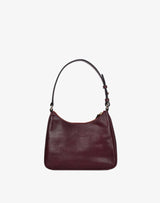 recycled genuine leather everyday shoulder bag burgundy embossed lizard#color_wine-lizard