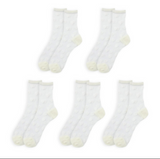Anyfootwear 5 Pairs White Heart Tulle Glass Silk Knee Socks Size 5-9 Transparent Thin Mesh Full Nylon Fashion Socks Comfortable Breathable for Women