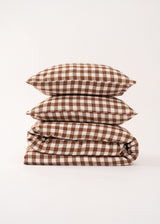 AmourLinen Linen bedding set Linen bedding set in Mocha Gingham Linen bedding set in Mocha Gingham