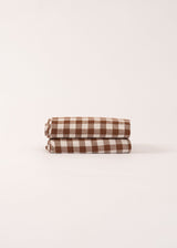 AmourLinen Linen fitted sheet Linen fitted sheet in Mocha Gingham Linen fitted sheet in Mocha Gingham