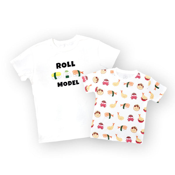 the wee bean organic cotton super soft mommy and me twinning matching t-shirts adult women teen t-shirt in sushi roll model takoyaki new