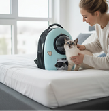 Anypet Blue Cat Print Space Capsule Pet Carrier – Breathable Travel Bag for Small Pets
