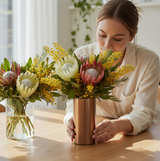 ANYHOUZ Maxery Gold Iron Flower Vase Tabletop Decor – Modern Metal Art Ornament for Living Room Display & Home Crafts