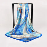 Anyyou Fashion Premium Satin Square Scarf – Sky Blue Silk-Feel Neckwrap for Women