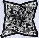 Anyyou Fashion Premium Satin Square Scarf – Elegant Lace Black Silk-Feel Neckwrap for Women