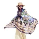 Anyyou 100% Mulberry Silk Navy Blue Scarf Women Luxury Long Shawl – Beach Wear, Swimwear Cover Up, Pashmina Face Shield Foulard Fashion Accessory