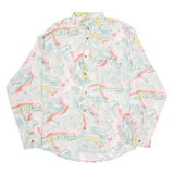 Mens Shirt Beige Crazy Pattern Long Sleeve L