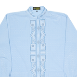 REZZA Mens Shirt Blue Geometric Long Sleeve L
