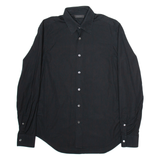 CALVIN KLEIN Mens Plain Shirt Black Long Sleeve S