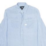 G-STAR Mens Plain Shirt Blue Long Sleeve M