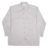 DICKIES Mens Worker Shirt Grey Long Sleeve L