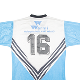 ERIMA #16 Mens Football Shirt Jersey Blue 80s V-Neck L