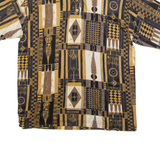 Womens T-Shirt Brown Button Neck L