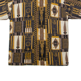 Womens T-Shirt Brown Button Neck L