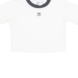 ADIDAS Cropped Womens T-Shirt White UK 8