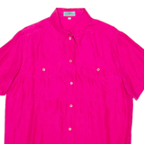 DEVILLE Womens Plain Shirt Pink Faux Silk S