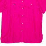 DEVILLE Womens Plain Shirt Pink Faux Silk S