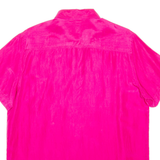 DEVILLE Womens Plain Shirt Pink Faux Silk S