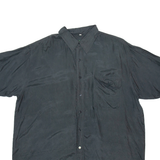 PURA SETA Mens Plain Shirt Black L