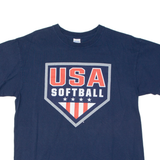 GILDAN USA Softball Mens T-Shirt Blue USA L