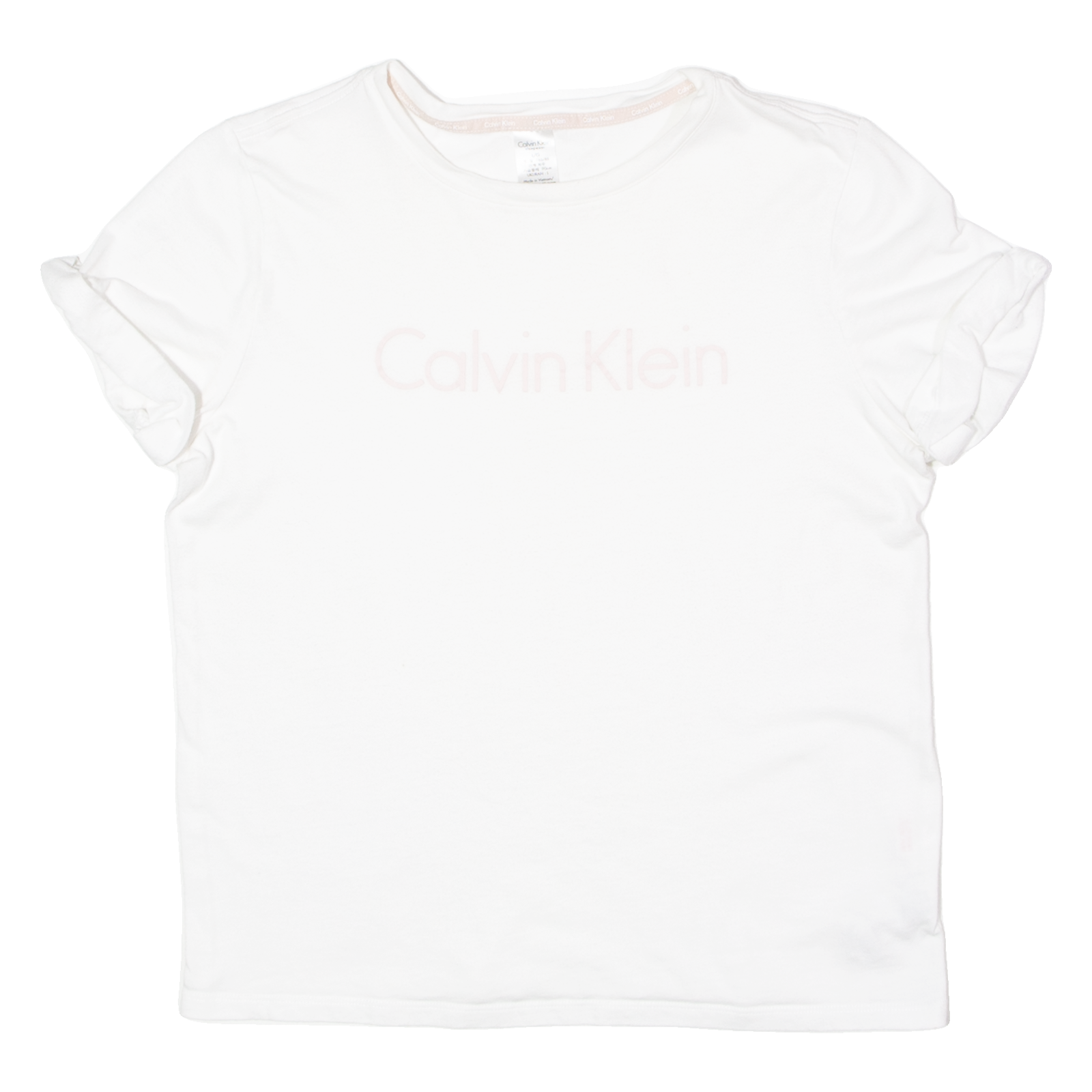 CALVIN KLEIN Womens T-Shirt White Crew Neck L
