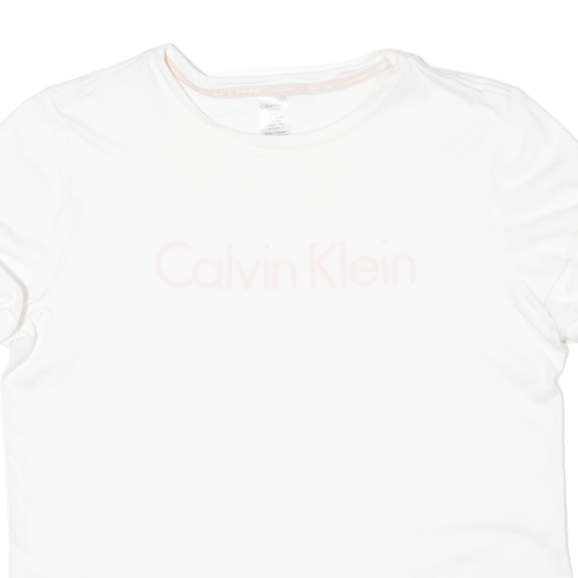 CALVIN KLEIN Womens T-Shirt White Crew Neck L