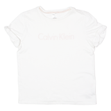 CALVIN KLEIN Womens T-Shirt White Crew Neck L