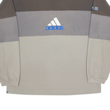 ADIDAS Mens T-Shirt Grey Long Sleeve 90s V-Neck L