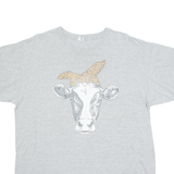 GILDAN Cow Womens T-Shirt Grey L