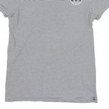 ADIDAS ORIGINALS Striped Womens T-Shirt Black V-Neck S