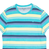 CHAMPION Striped Mens T-Shirt Blue Crew Neck L