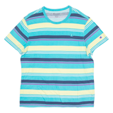 CHAMPION Striped Mens T-Shirt Blue Crew Neck L
