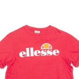 ELLESSE Cropped Womens T-Shirt Red Crew Neck UK 12