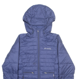 COLUMBIA Womens Puffer Coat Blue Nylon Hooded XS