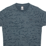 FRANKLIN MARSHALL Camo Mens T-Shirt Blue Crew Neck S